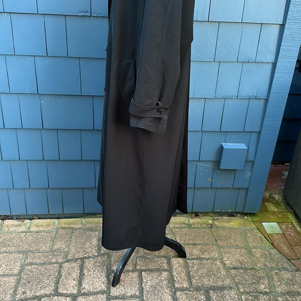 🖤🖤🖤Black trench coat lines hidden button 10 medium velvet collar - Picture 9 of 10